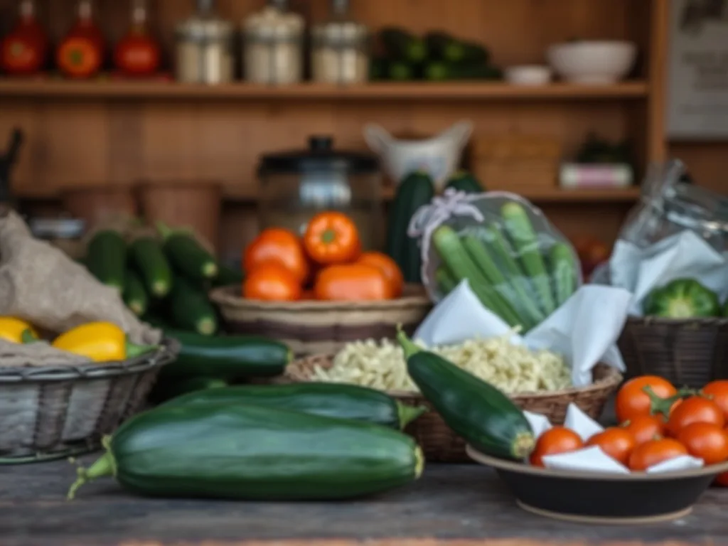 Dix préparations à base de courgettes disposées sur un plan en bois : rondelles dorées, farcis au four, spaghettis de